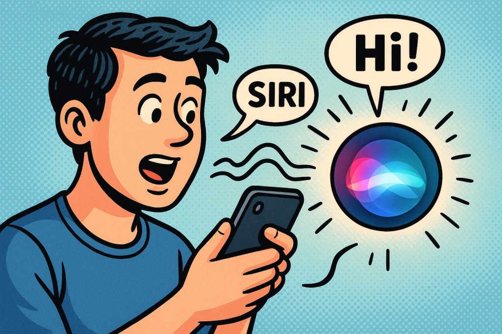 Sarjakuvamainen kuva henkilöstä, joka juttelee Sirin kanssa.