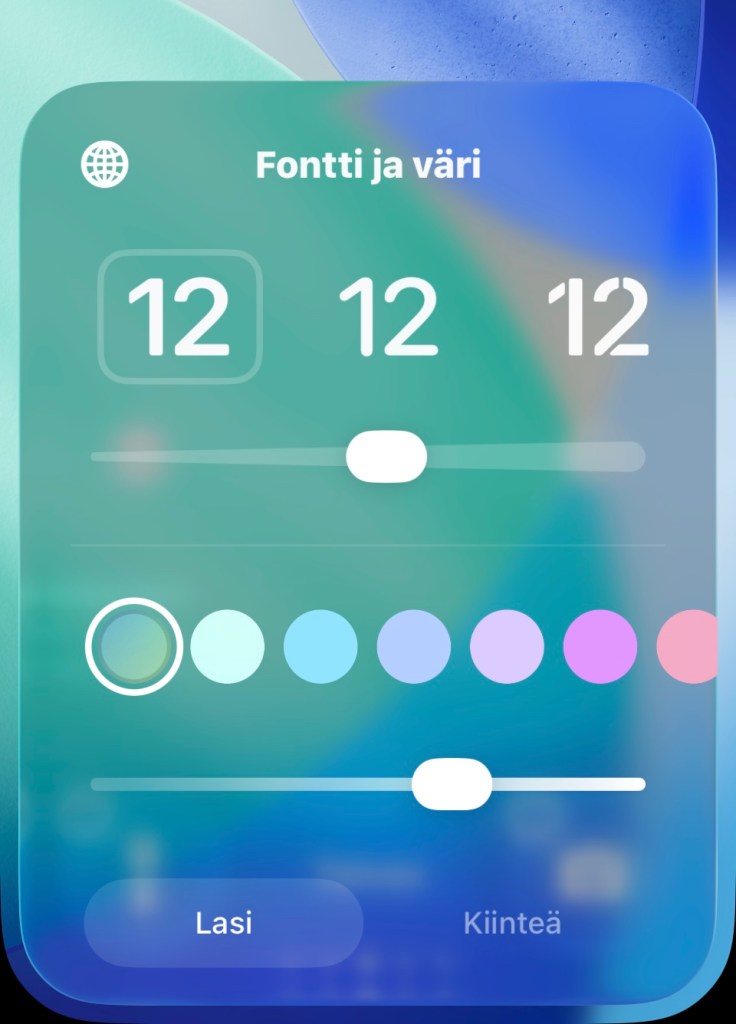 Kuvaruutukaappaus lukitusnäytön muokkaustilasta.