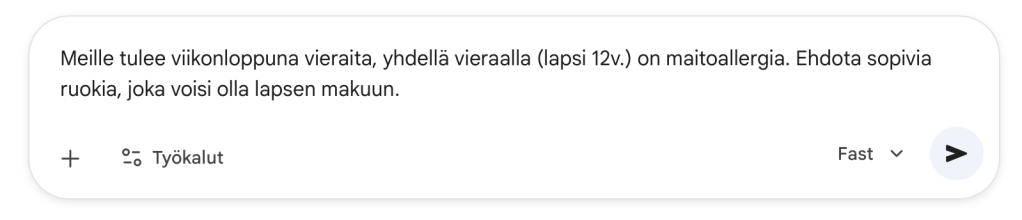 Kuvaruutukaappaus google gemini chat-ikkunasta.